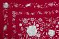 Preview: Flamenco professional Manton silk hand embroidered red / white