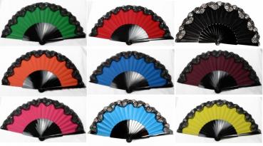 Flamenco Fächer in vielen verschiedenen Farben 34cm