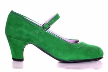 Flamenco Schuhe 250/T5 grün Rauhleder benagelt
