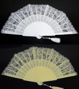 Flamenco fans white or marfil with lace