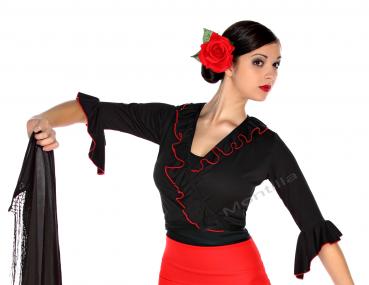 Flamenco Wickelbluse 4259 schwarz/rot