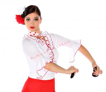 Flamenco Wickelbluse 4259 Weiß/Rot