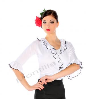 Flamenco Wickelbluse 4259 Weiß/Schwarz