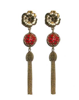 Flamenco Ohrringe Stecker und Clip rot