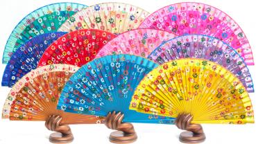 Flamencofächer bemalt in verschiedenen Farben 22.5cm