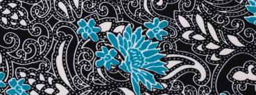 Crespon Koshibo black with turquoise flowers