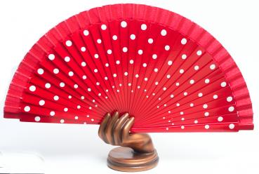 Flamenco fans made of wood dotted in different colors