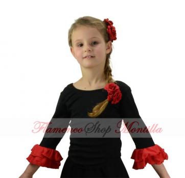 Mädchen Flamencobluse schwarz rot 3286