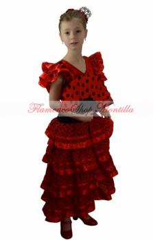Flamencokleid für Kinde rot/schwarz