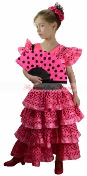 Flamencokleid für Kinde pink/schwarz