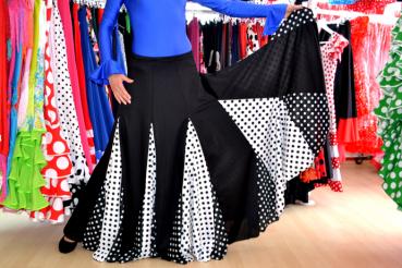 Flamenco skirt TRICOLOR black and white 3306