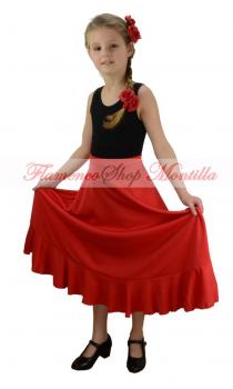 Flamenco Tellerrock rot mit Passe und einem Volant 3007