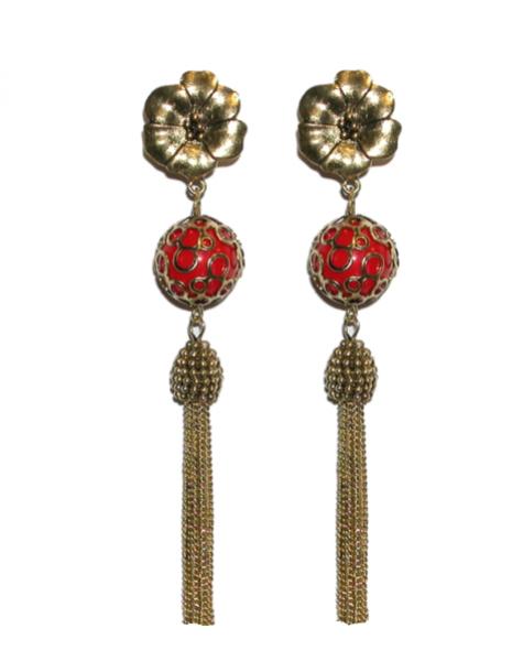 Flamenco earrings plug and clip red
