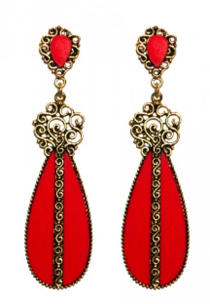 Flamenco earrings red and bronze