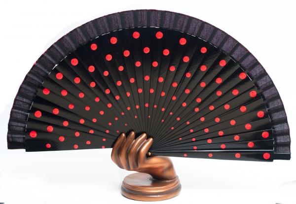 Flamencofächer aus Holz gepunktet Farben 23cm