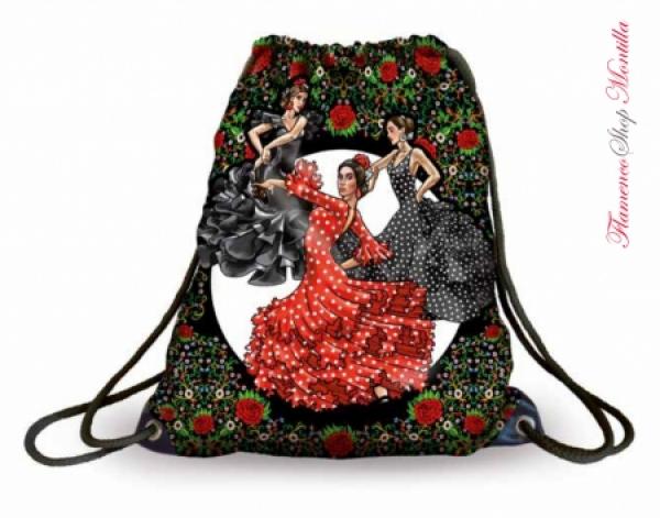 Bag with flamenco dancers and roses 40x35cm