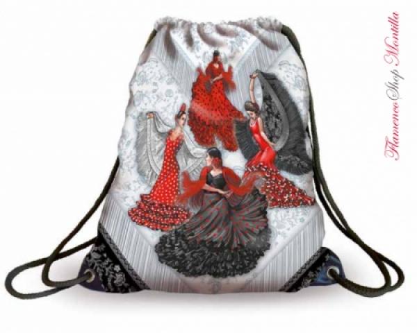 Bag with flamenco dancers and mantons 40x35cm