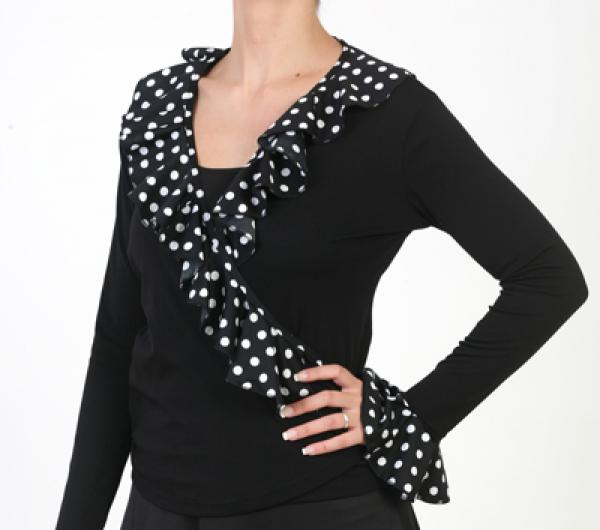 Flamenco blouse Pechera black and white 3067