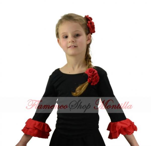 Girls flamenco blouse black red 3286