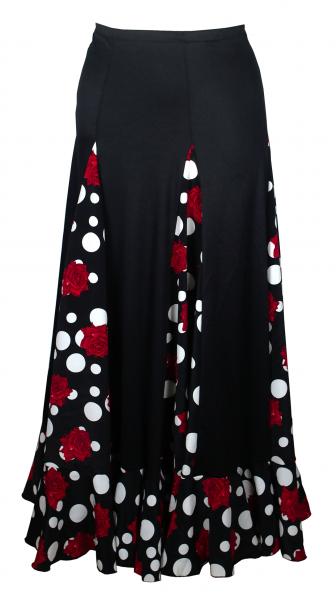 Flamenco skirt panel skirt black with red roses and lunar ONE PIECE size. S
