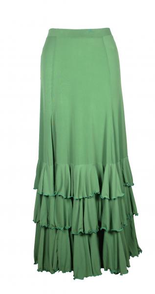 Flamenco skirt TRES VOLANTES Moss Green XV120