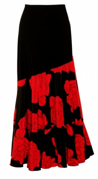 Crespon Koshibo schwarz mit großen roten Rosen