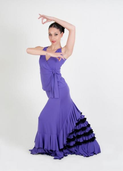 Flamenco skirt MULTIVOLANTE LATERAL purple