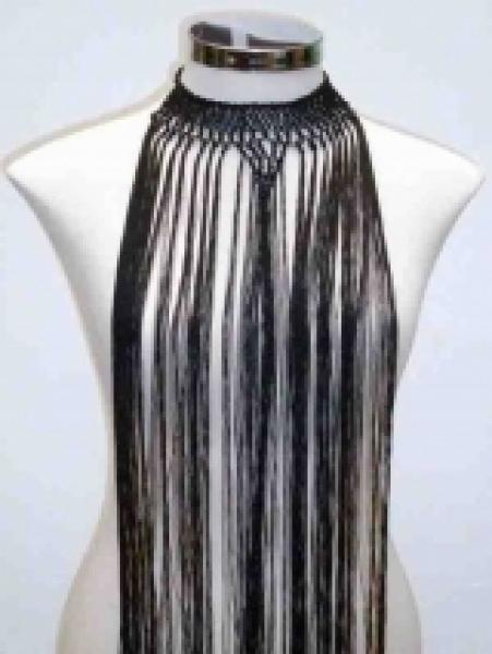 Collar necklace, flecos, fringes in many colers