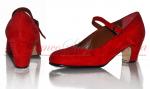 Flamenco Schuhe 250/T5 rot Rauhleder benagelt
