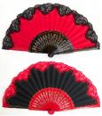 Wooden flamenco fan with black / red or red / black top