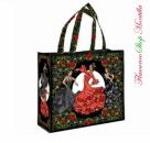 Tasche schwarz mit Flamencotänzerinnen und roten Rosen 40x37x15cm